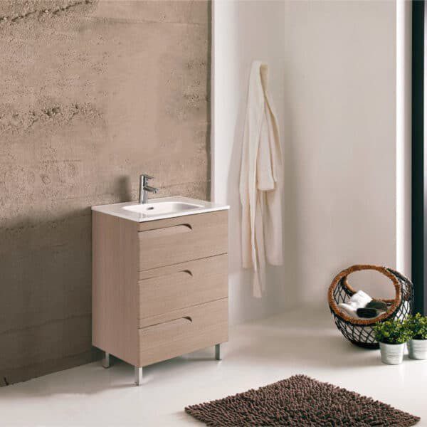 Gabinete Vitale Drift Wood con Lavabo Orbis 81cm x 46cm Esbaño 90363