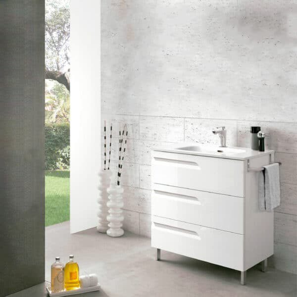 Gabinete Vitale Lacado Brillo Blanco con Lavabo Orbis 81cm x 46cm Esbaño 90276