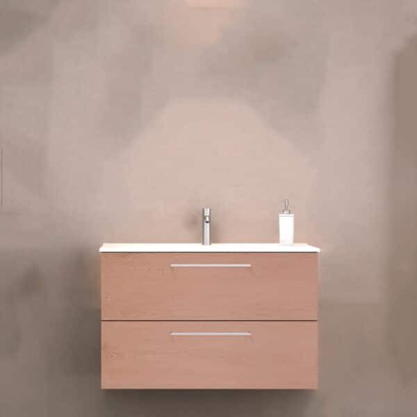 Gabinete Volado Easy Roble Provenzal con Lavabo Orbis 81cm x 46cm Esbaño 90370