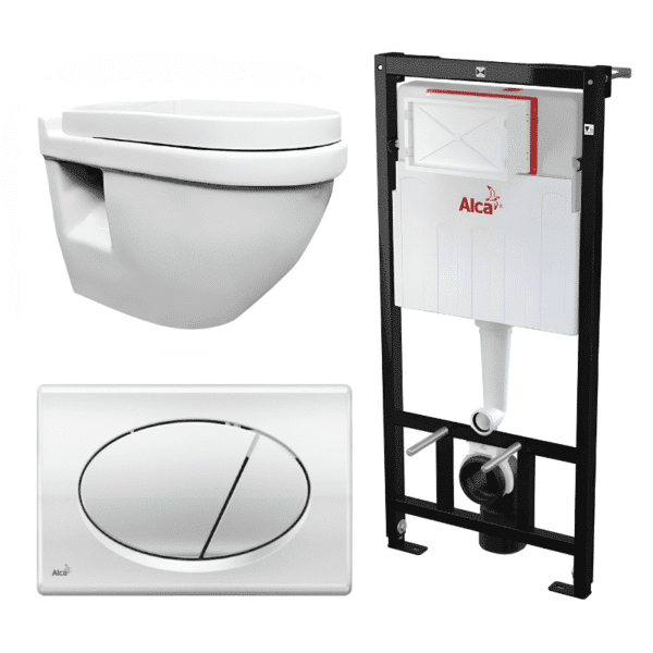 Kit Tanque Oculto A101, Taza Suspendida WC010 y Pulsador M71 Tecnobath-Alcaplast PWCS9-SADRO