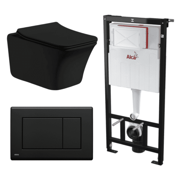 Kit Tanque Oculto A101, Taza Suspendida WC012N y Pulsador M278 Tecnobath-Alcaplast PWCS12-SADRO