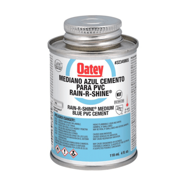 Cemento para PVC Azul Rain-R-Shine Oatey 118ml (4 Oz) 32349MX