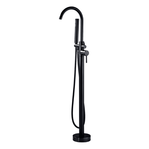 Llave de Piso para Tina con Regadera de Mano Negro Mate Tecnobath TB15.412NEGRO