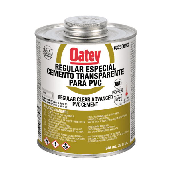 Cemento Transparente para PVC 946ml (32 Oz) Oatey 32356MX