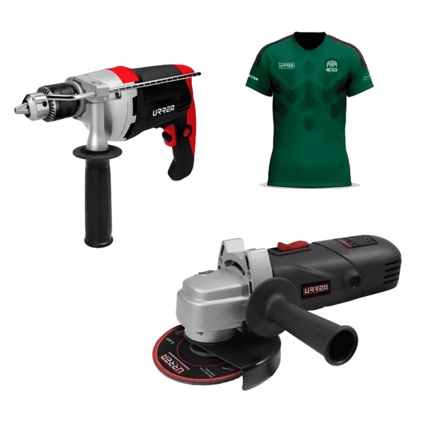 Kit de Rotomartillo 850W RM812E + Mini Esmeriladora Angular 900W 4-1/2? EA804 + Jersey Temático Urrea
