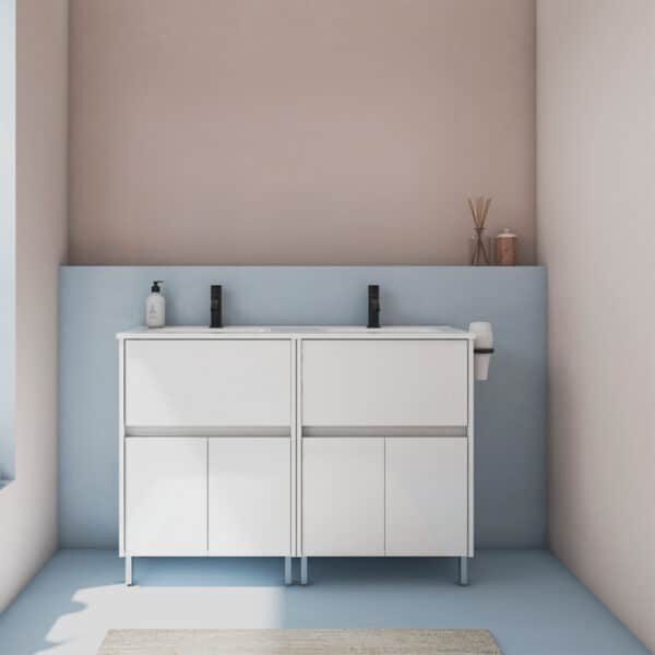 Gabinete Band Blanco Mate con Lavabo Orbis 122cm x 74cm Esbaño 90413