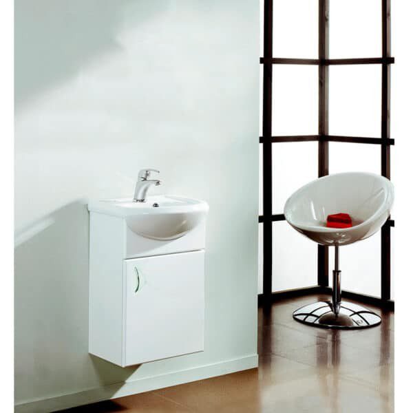 Gabinete Basic Pack Lacado Brillo Blanco con Lavabo Polka 45cm x 33cm Esbaño 90325