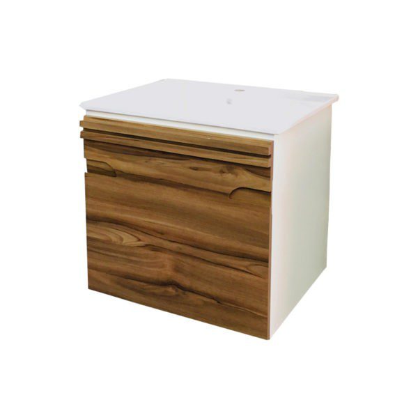 Gabinete con lavabo Suspendido Cholula Olivo/Blanco de 60 cm