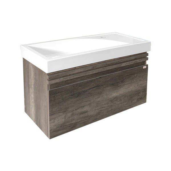 Gabinete con lavabo Suspendido Liah Roble de 80 cm