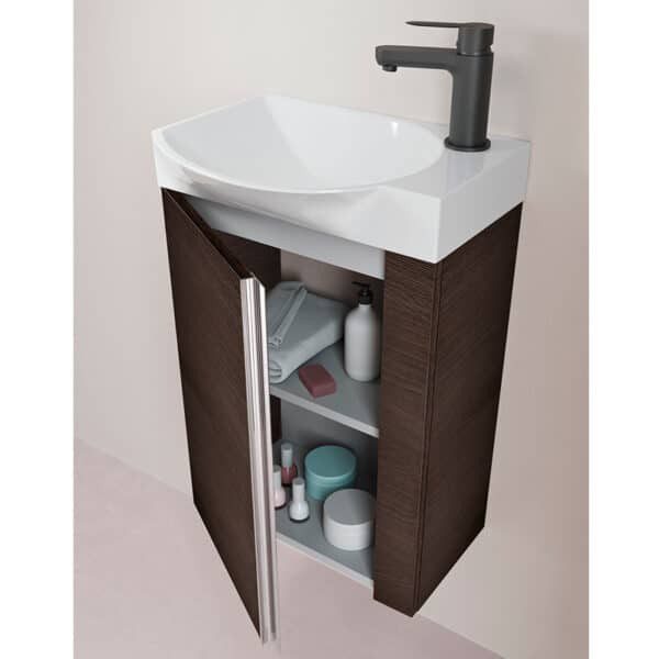 Gabinete Elegance Pack Roble Dakar con Lavabo Petit 45cm x 34cm Esbaño 90234
